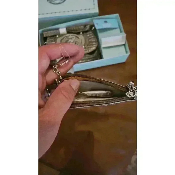 Kathy Van Zeeland Metallic Shoulder Bag & Wallet Croc Embossed Silver Y2K - Picture 7 of 9